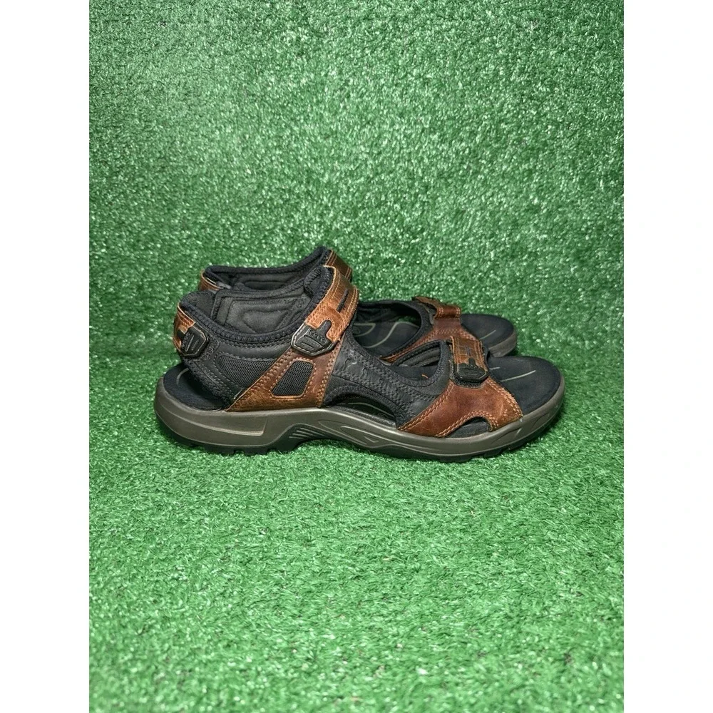 ECCO Yucatan Mens 14 US 48 EU Brown Black Leather Hiking Sandals Outdoor Sports